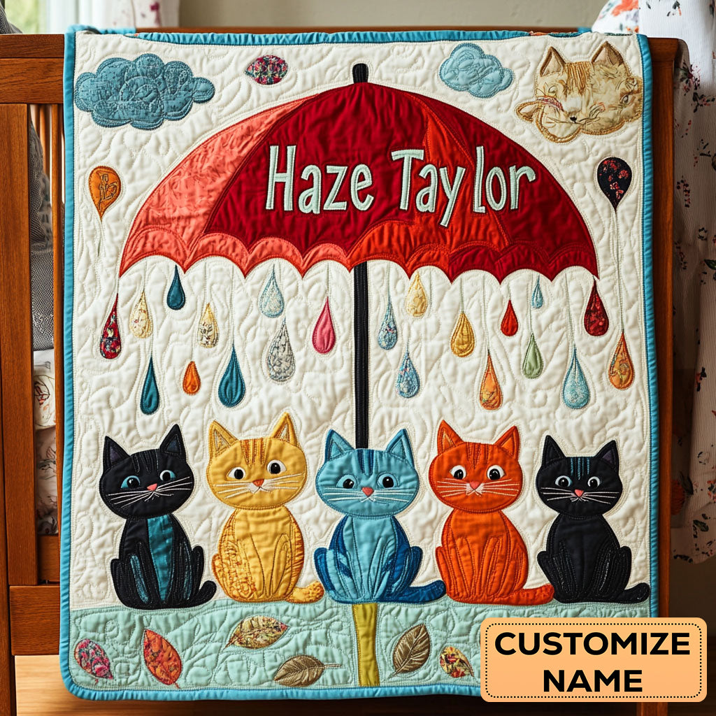 Cats In Rain WN3107010CL Personalized Baby Quilt