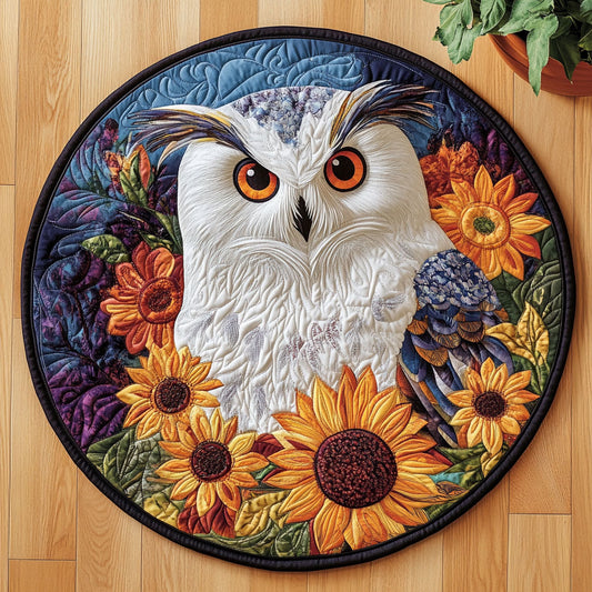 Floral Owl CW1106018CL Quilted Round Mat