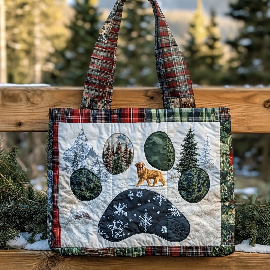 Wild Journey Golden Retriever Paw WN0611112CL Quilted Tote Bag