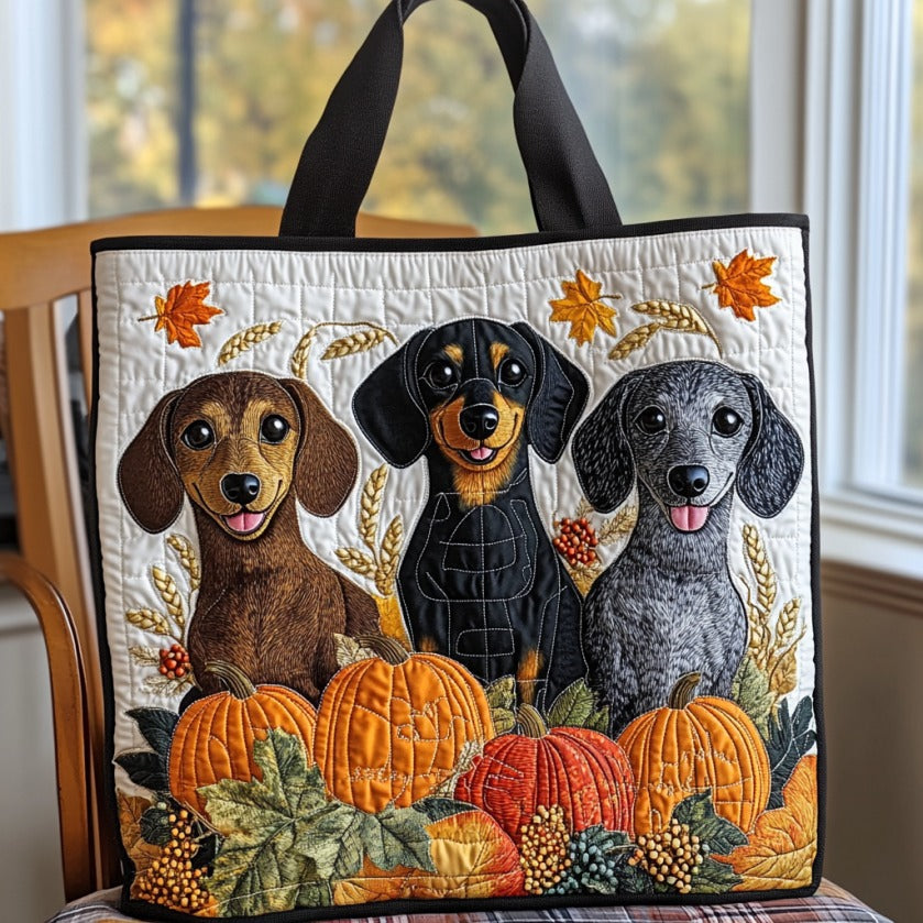 Dachshund And Pumpkins XR2209022CL Quilted Tote Bag