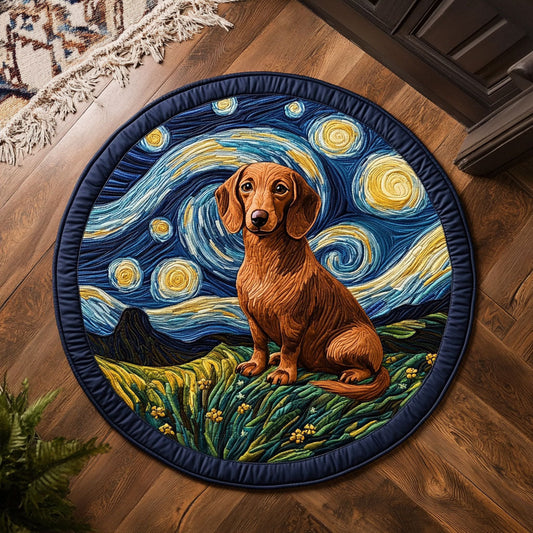 Dachshund Starry Night WX2105006CL Quilted Round Mat