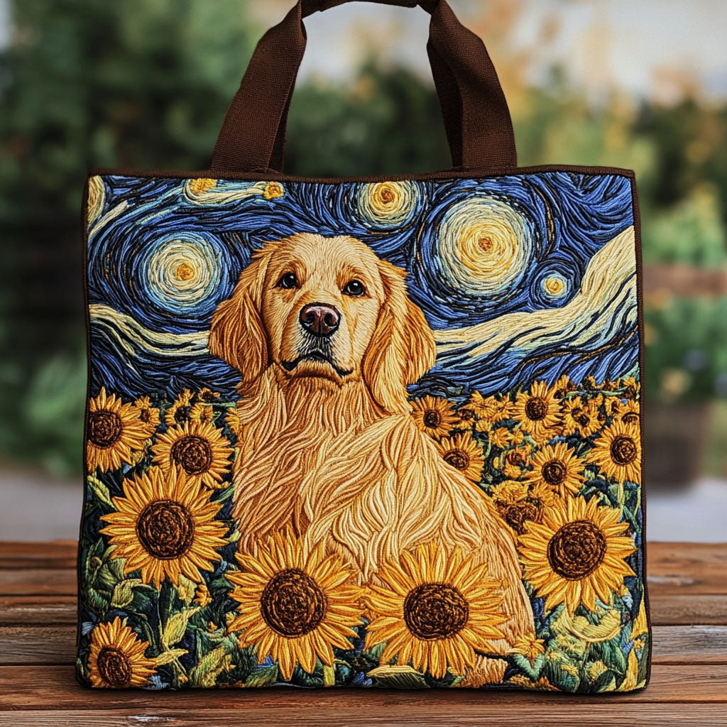 Starry Sunflower Golden CW2309028CL Quilted Tote Bag