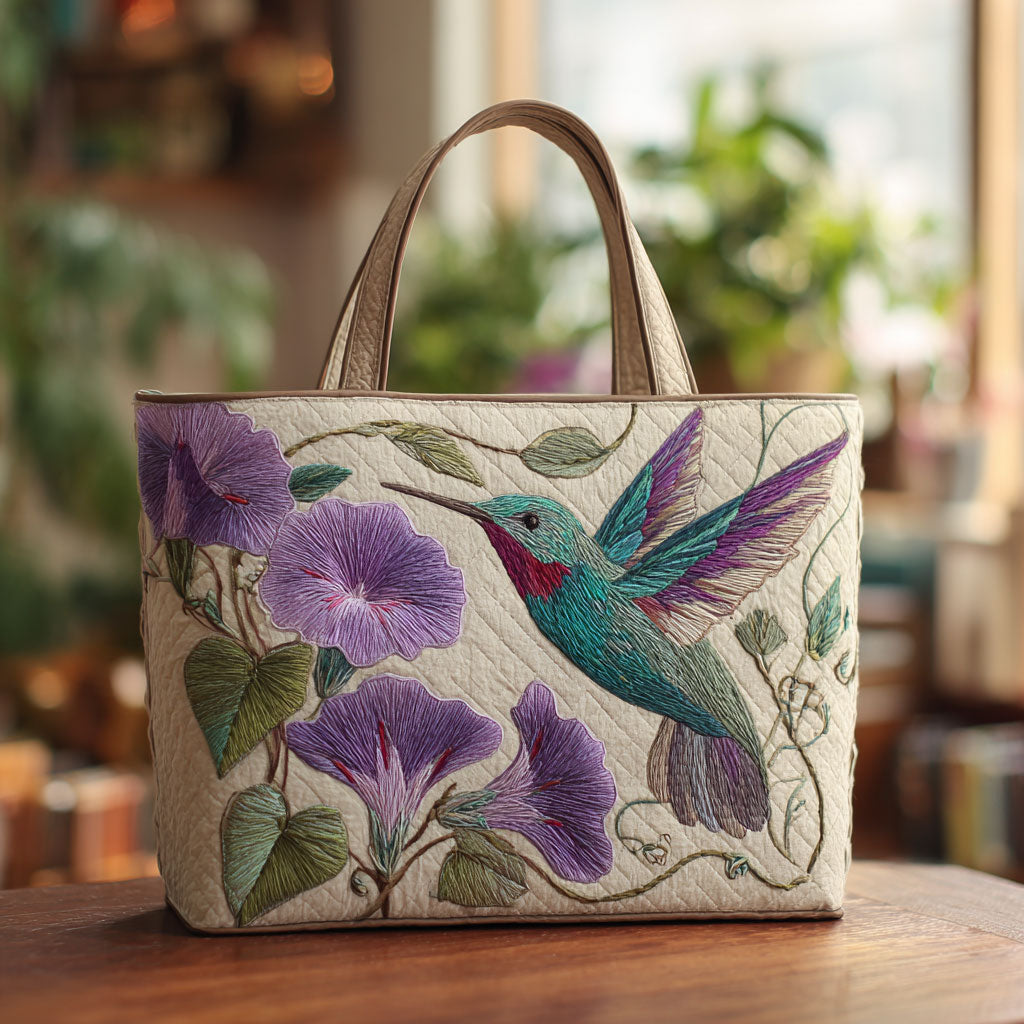 Morning Glory Hummingbird CW0210018CL Quilted Tote Bag