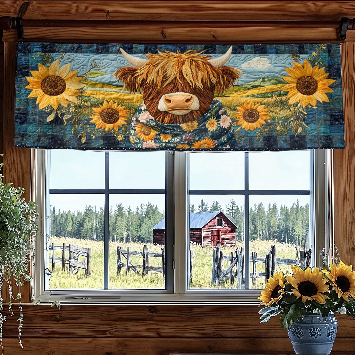 Highland Cow In Full Swing WN1707029CL Quilted Valance