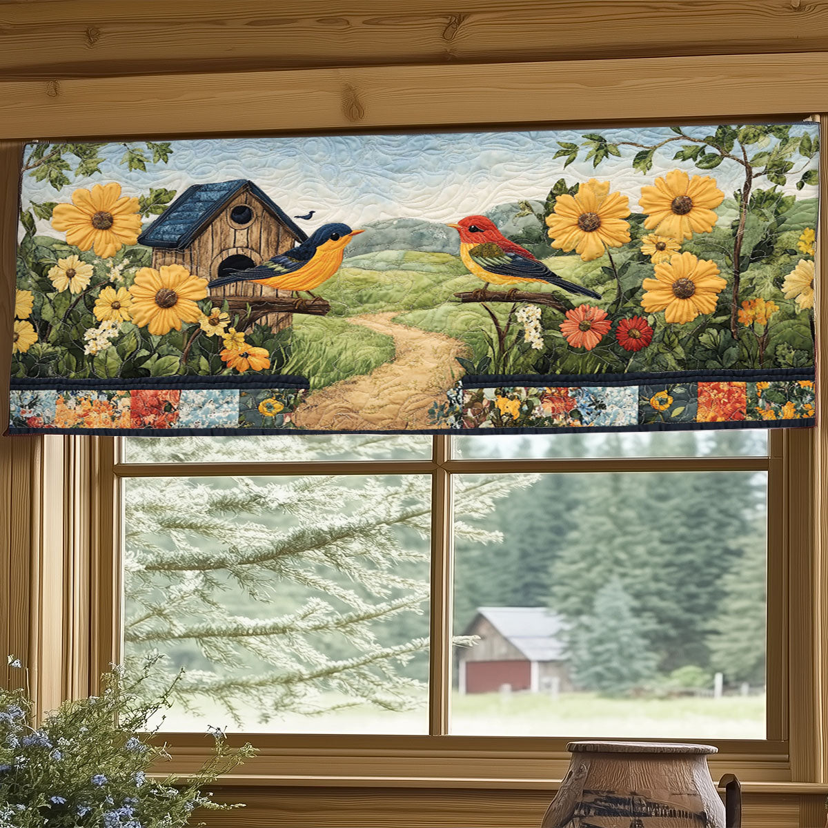 Countryside Birdhouse WJ2104028CL Quilted Valance