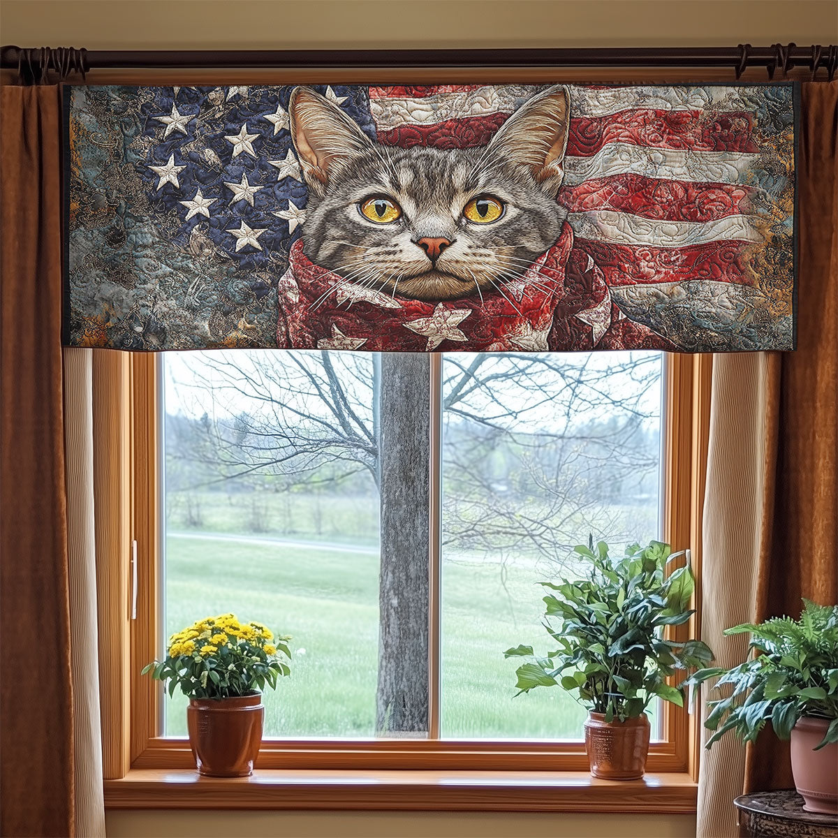 Cat Nation WN1006017CL Quilted Valance