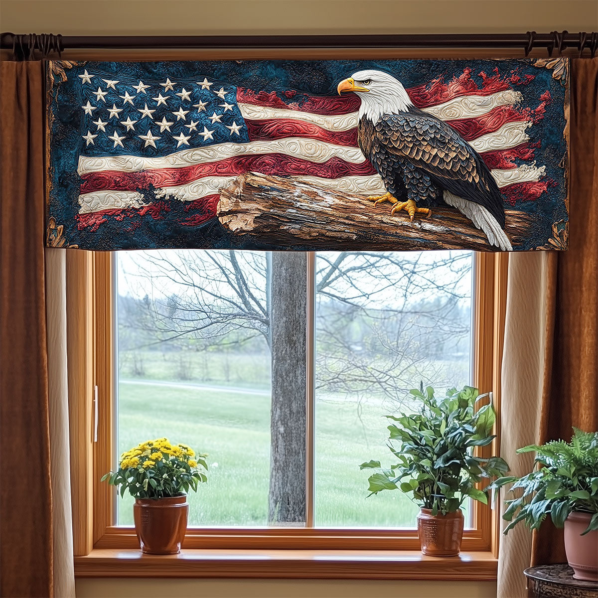 Patriotic Eagle WJ0906034CL Quilted Valance