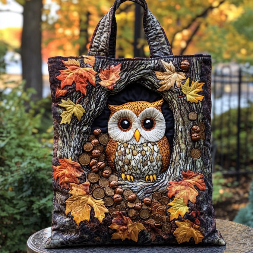 Forest Owl XR0710001CL Quilted Tote Bag