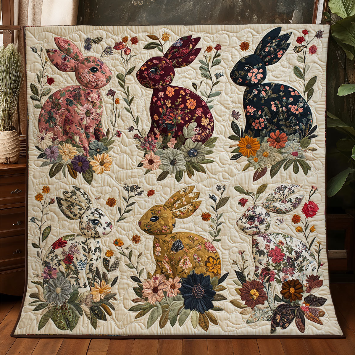 Vintage Patchwork Rabbit WJ1904023CL Quilt