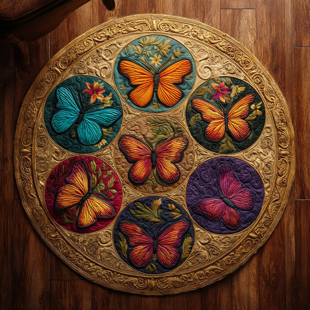 Tropical Butterfly CW2008008CL Quilted Round Mat
