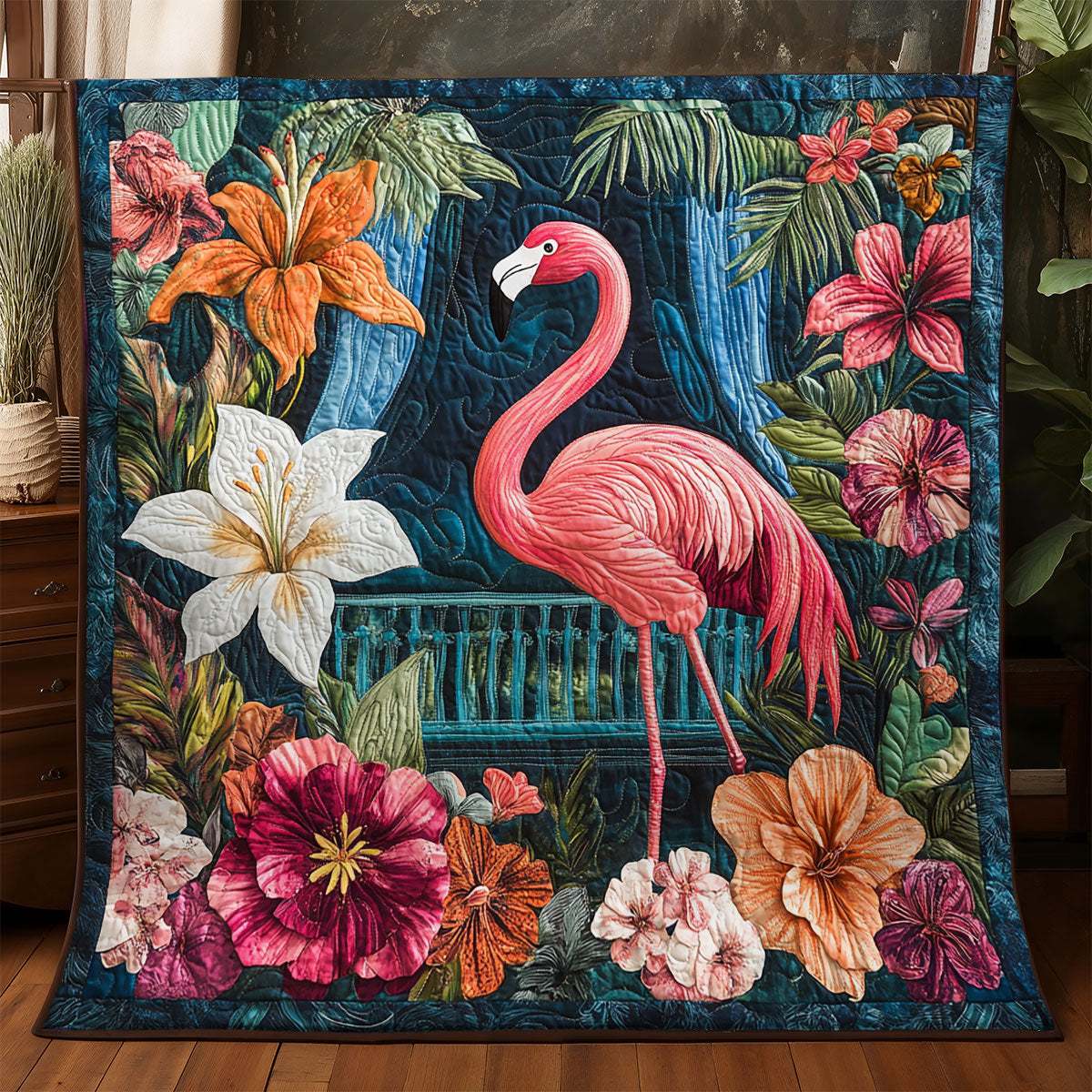 Flamingo Flower WX0406022CL Quilt