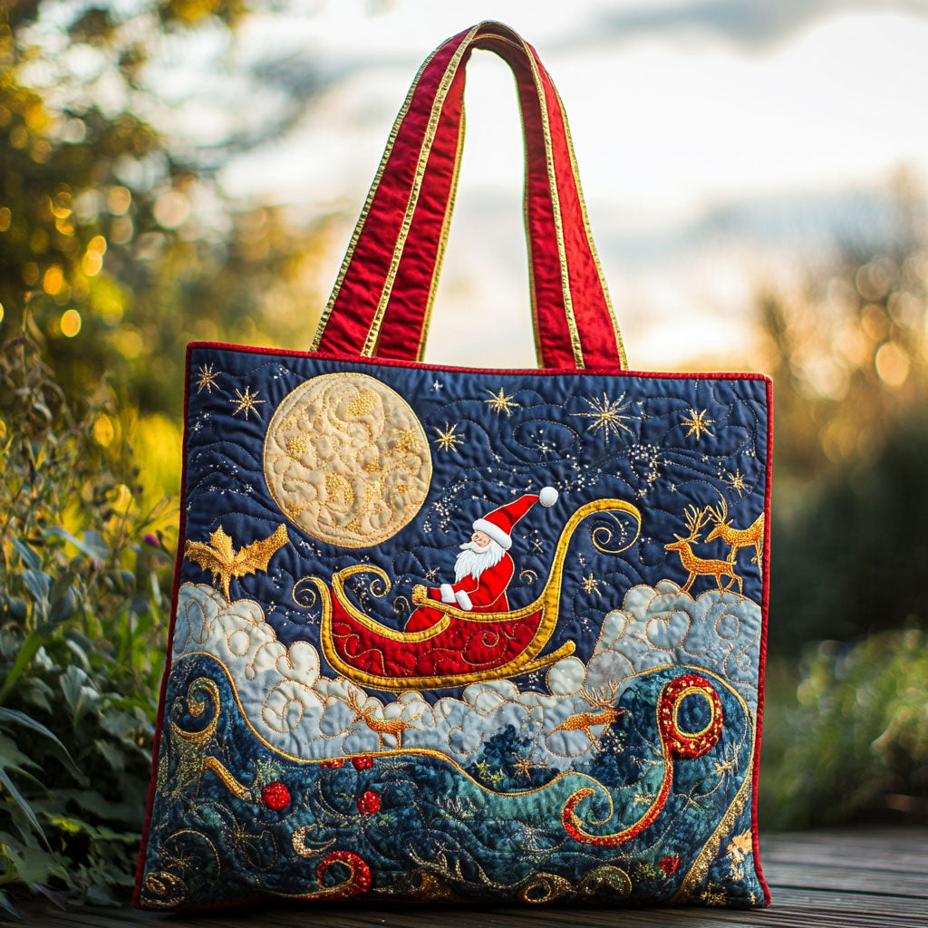 Santa Twilight Ride WN0210063CL Quilted Tote Bag