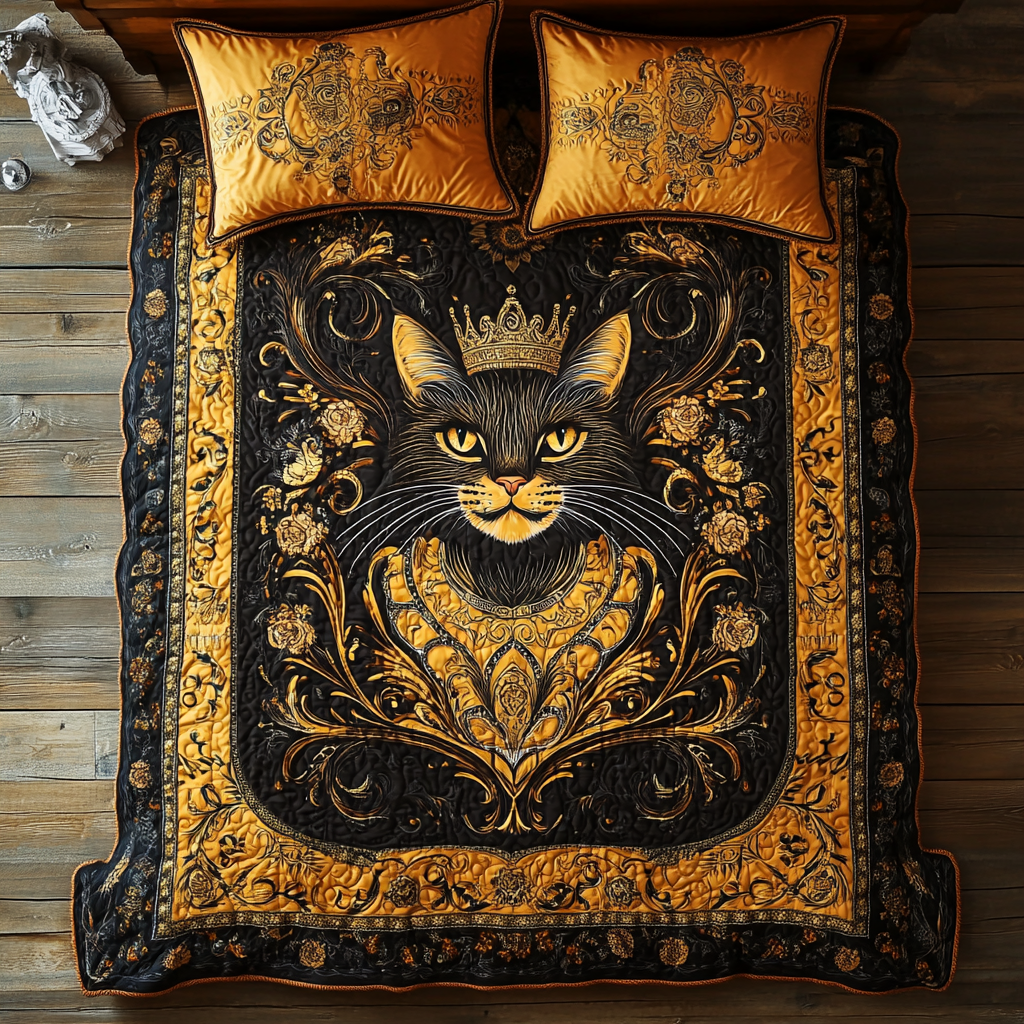 Royal Black CatWY0801126CL Duvet Cover Set