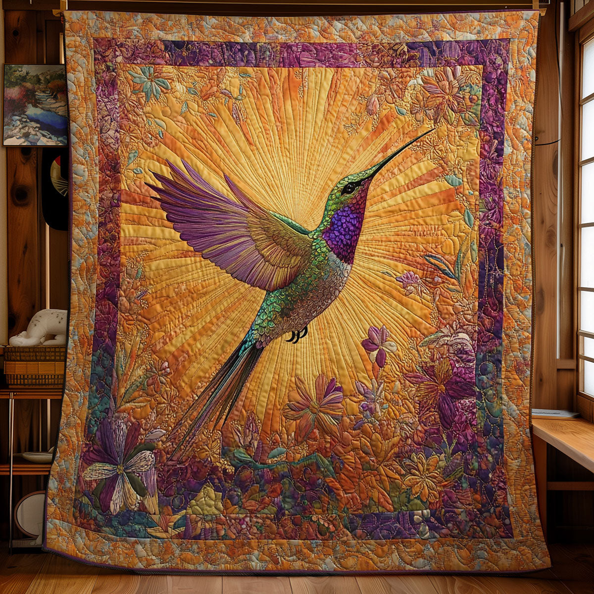 Hummingbird In Sunset WY0602165CL Quilt