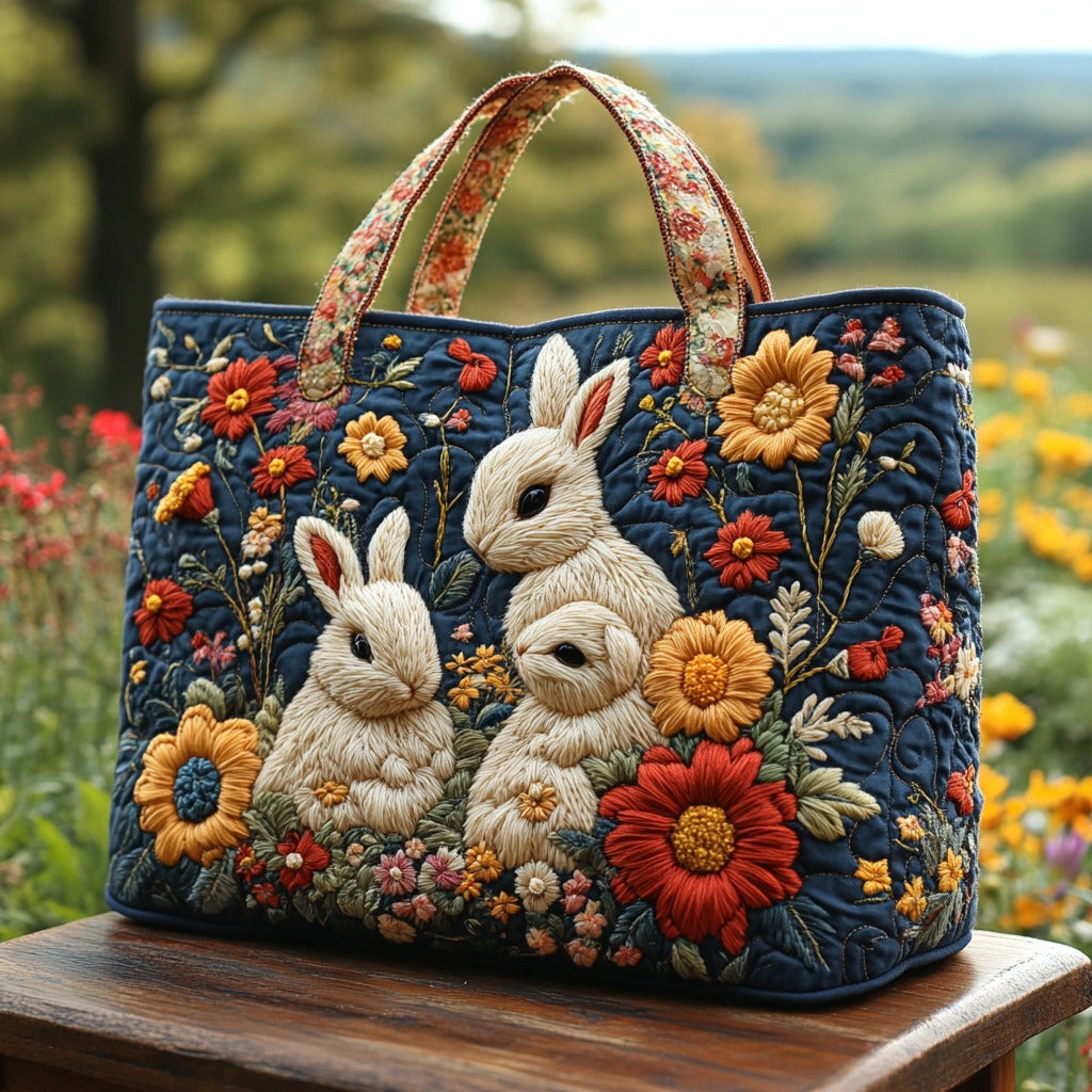 Floral Rabbits XR2509001CL Quilted Tote Bag