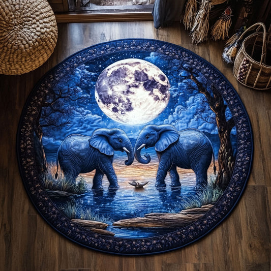 Night Of Love Elephant WY1006019CL Quilted Round Mat