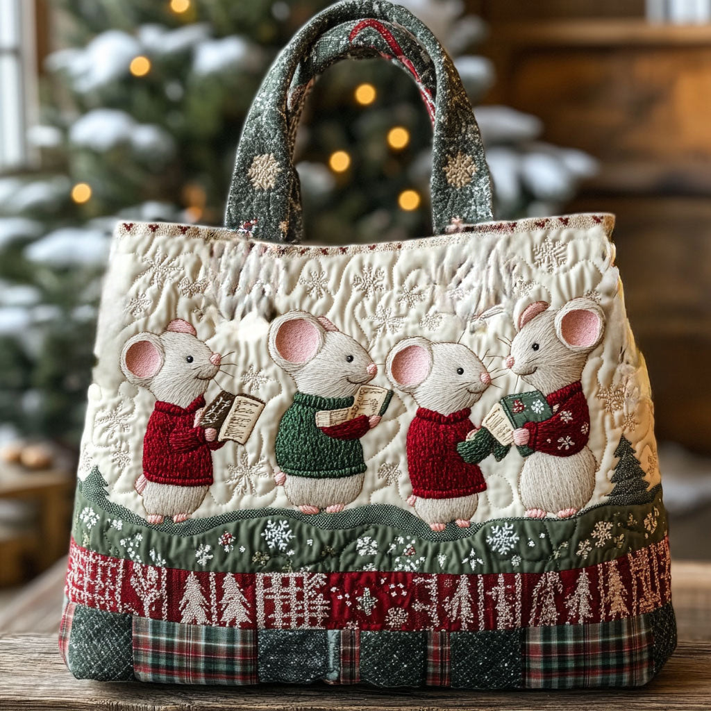 Winter Knit Mouse WN1311117CL Quilted Tote Bag