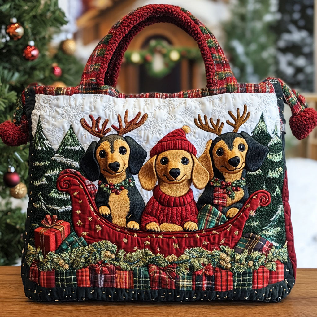 Dachshund Joy CW1211015CL Quilted Tote Bag