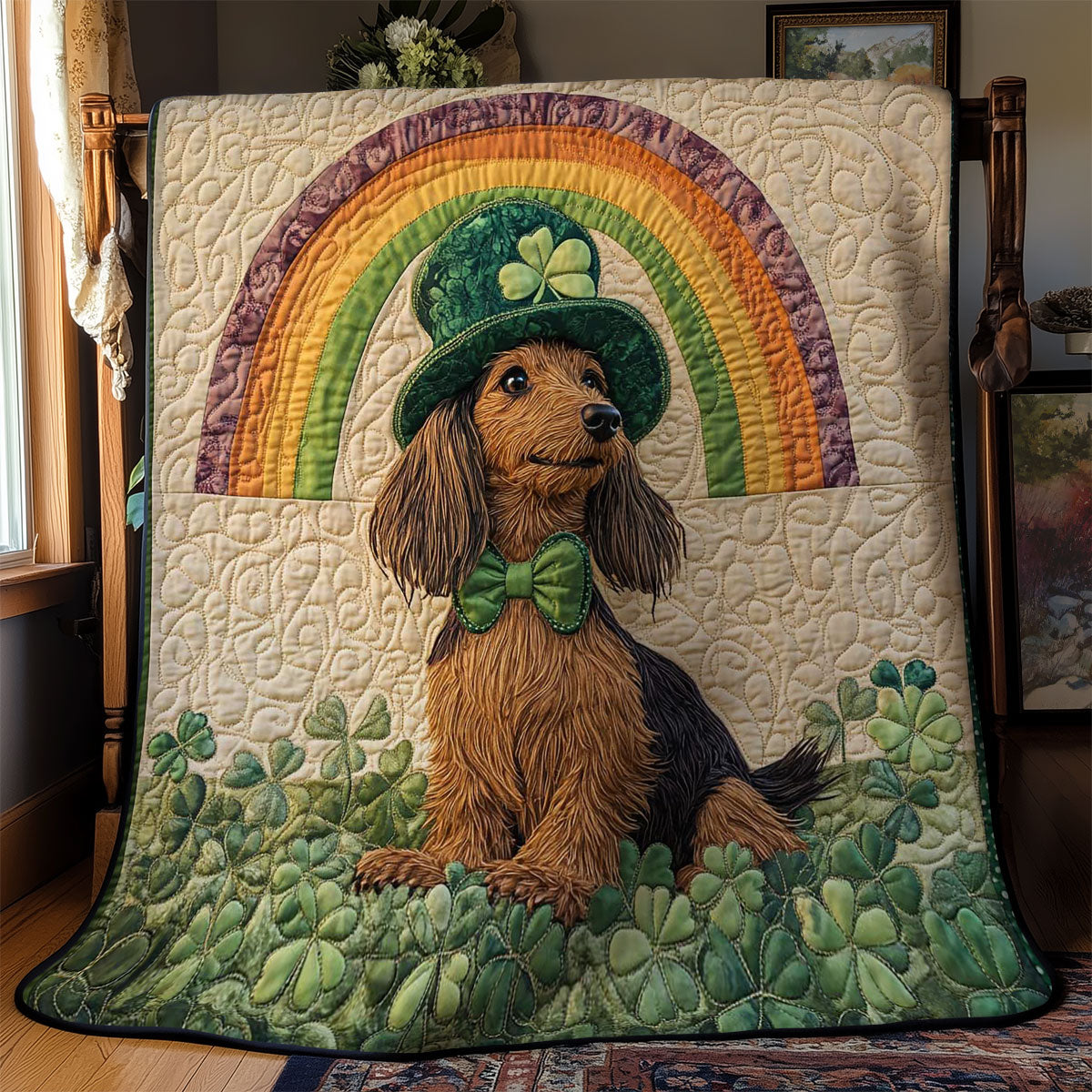 Green Hat Dachshund WN2712012CL Quilt
