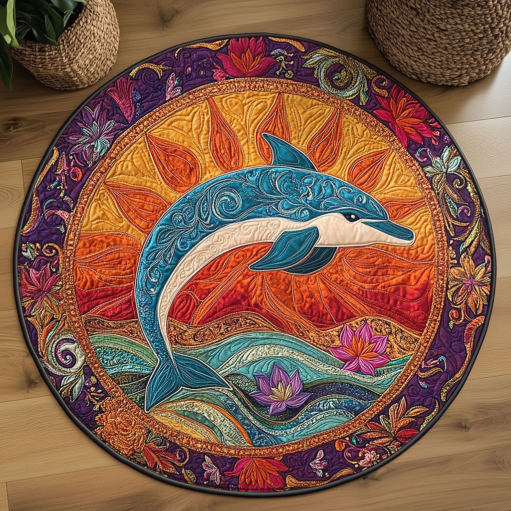 Starlit Dolphin WN2708074CL Quilted Round Mat