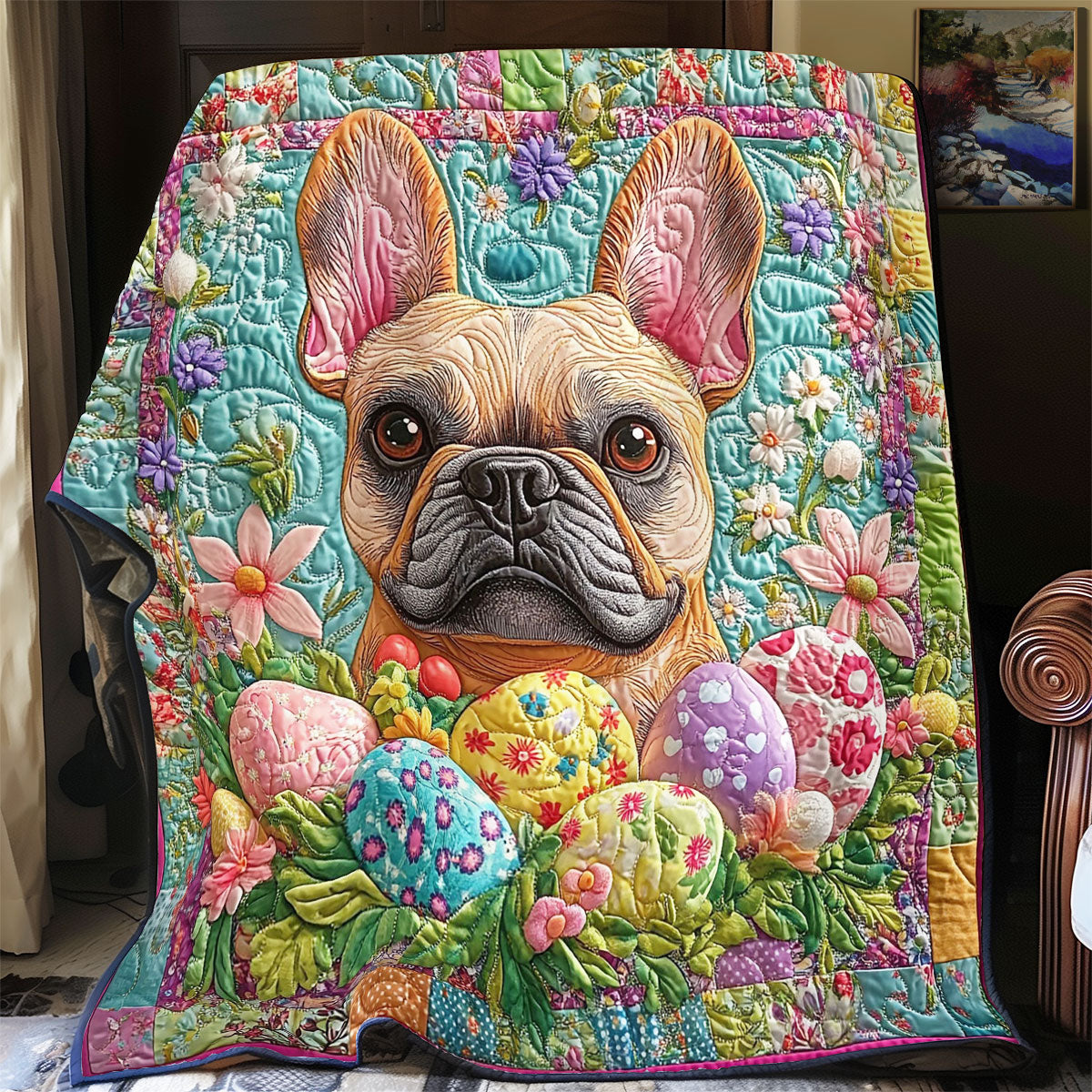Easter Garden Bull Dog WY0703020CL Quilt