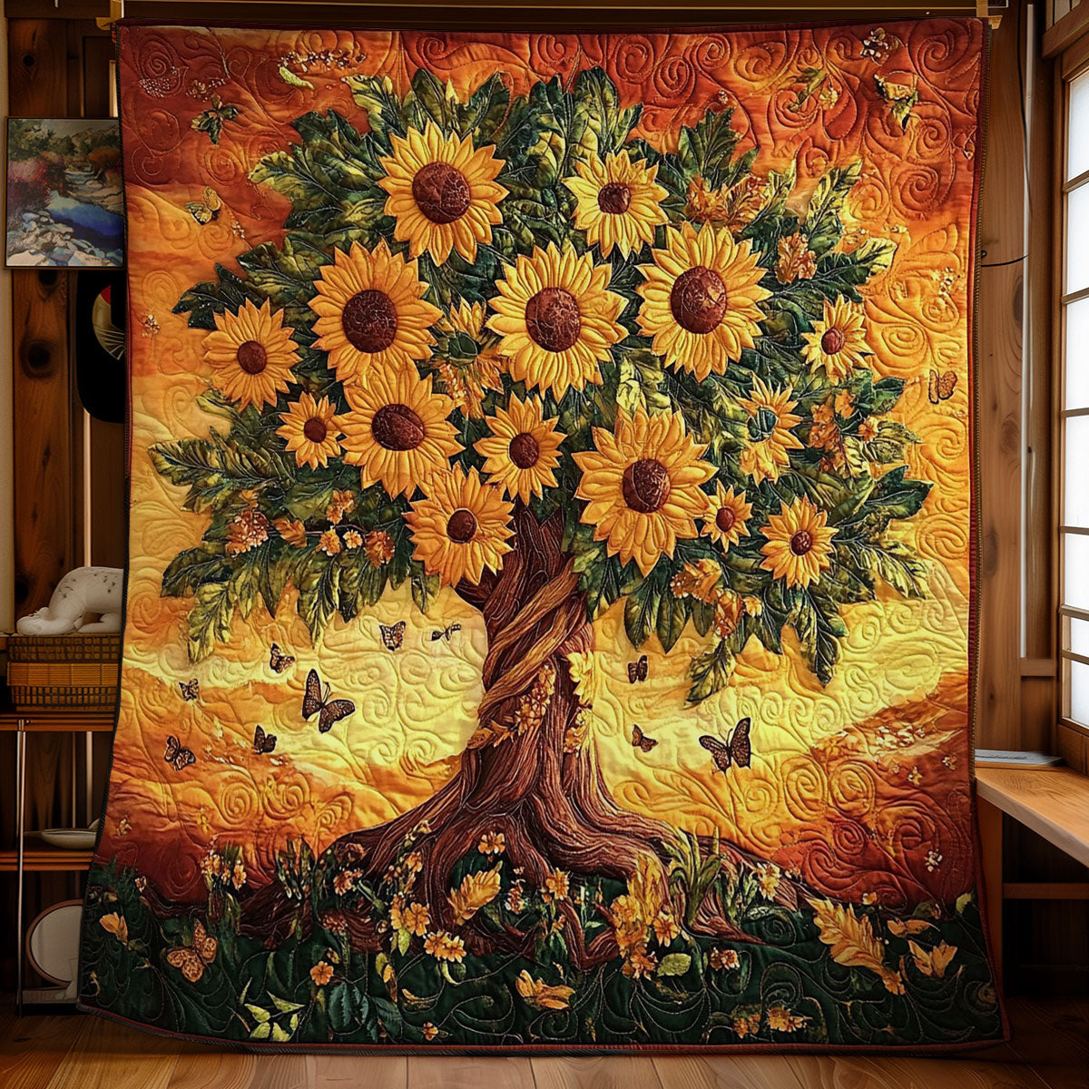 Sunflower Tree Of Life WY0901054CL Quilt