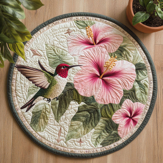 Floral Hummingbird CW1006026CL Quilted Round Mat
