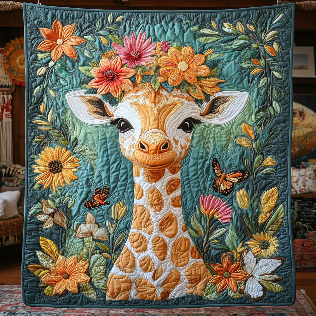Giraffe In Bloom WY1007038CL Quilt