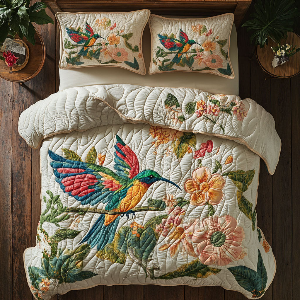 Hummingbird In Colorful Garden WY2503001CL Duvet Cover Set