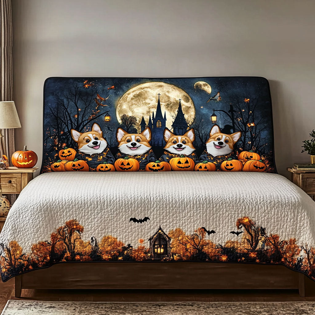 Haunted Corgi WN1812011CL Quilted Headboard Slipcover
