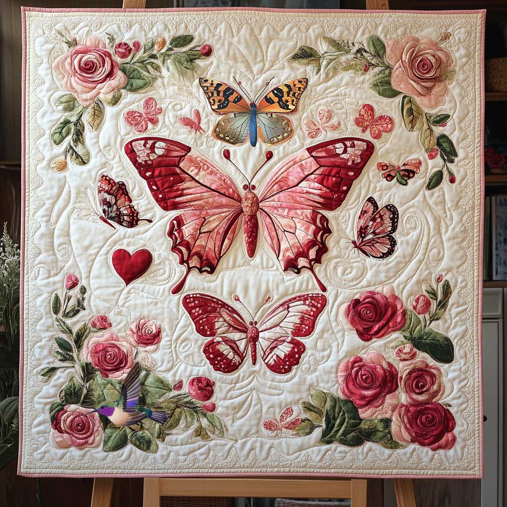 Pink Couple Butterfly WP1812024CL Quilt
