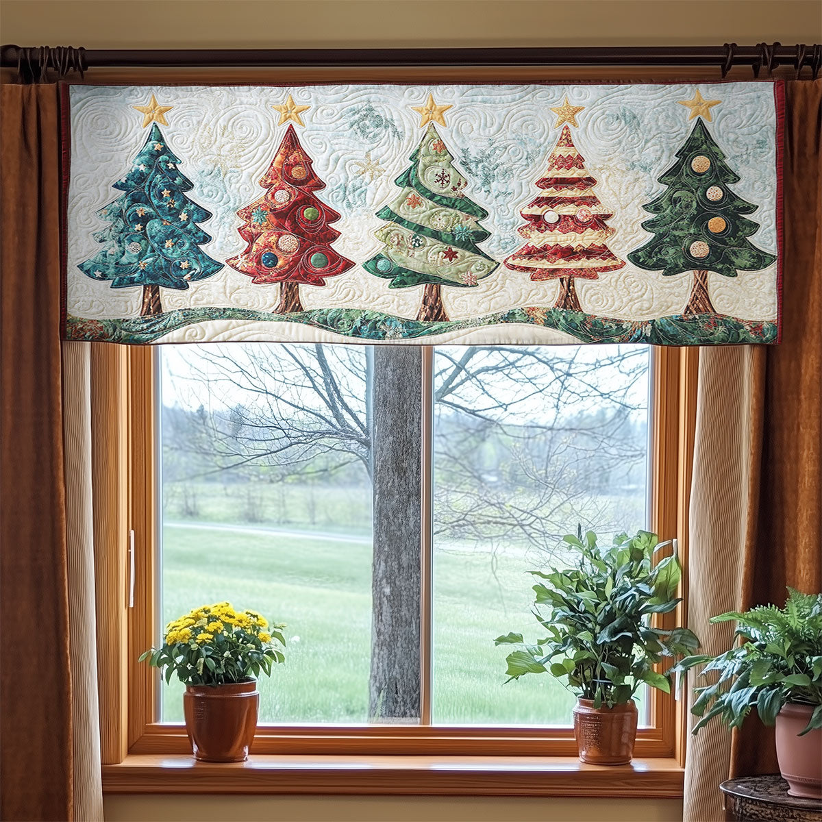 Christmas Tree Blessings WN0707003CL Quilted Valance
