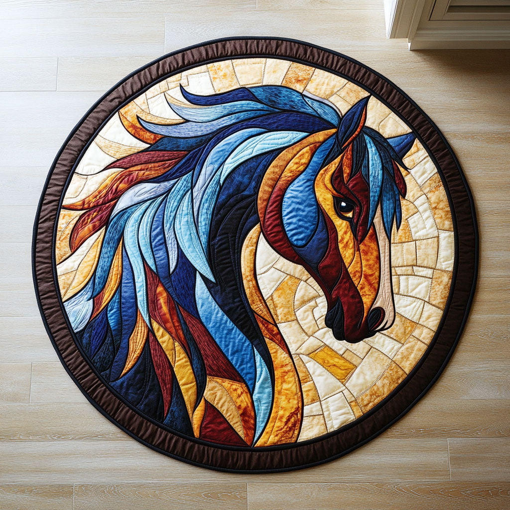 Horse Glass WX2005028CL Quilted Round Mat