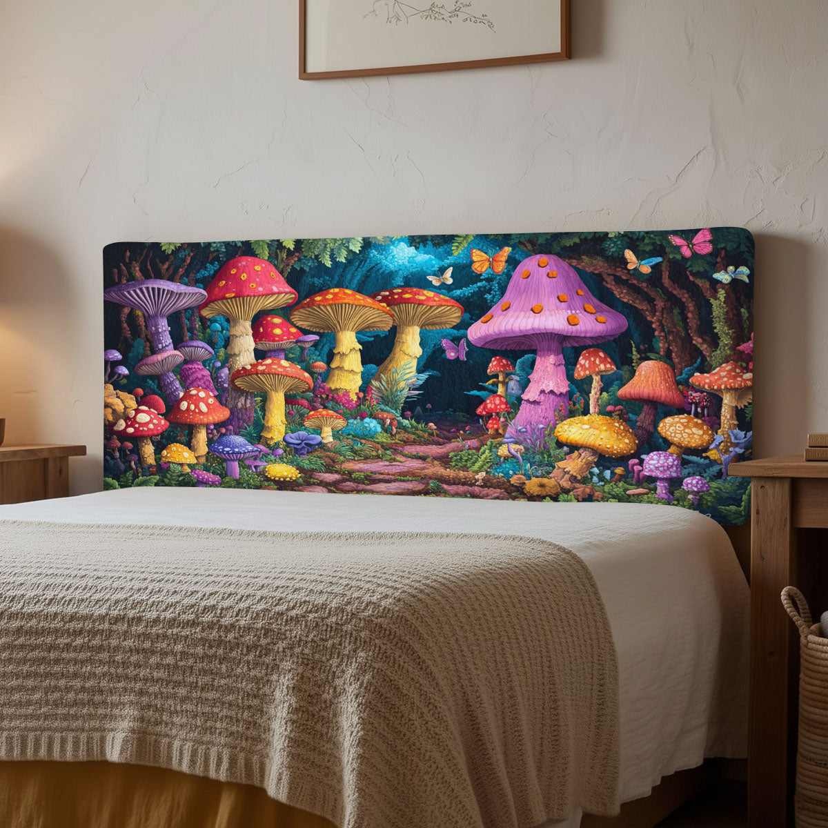 Whimsical Mushroom Forest WJ1212029CL Quilted Headboard Slipcover