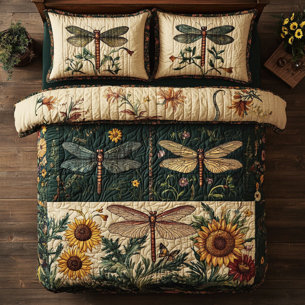Dragonfly Sunflower Patchwork WY0608033CL Duvet Cover Set