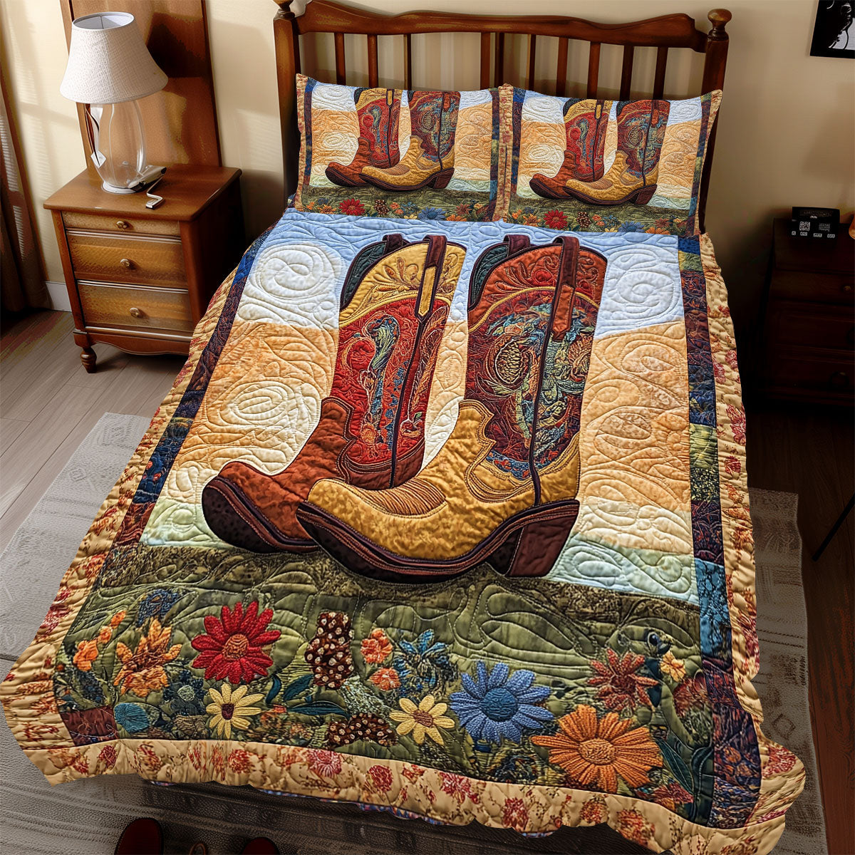 Colorful Cowboy Boots WX2211062CL Duvet Cover Set