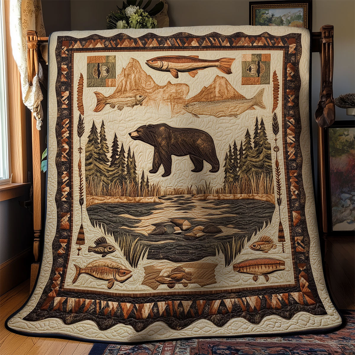 Fisherman Bear WY1803012CL Quilt