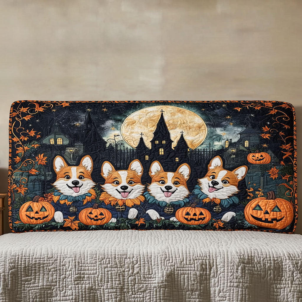 Enchanted Corgi WN1812006CL Quilted Headboard Slipcover