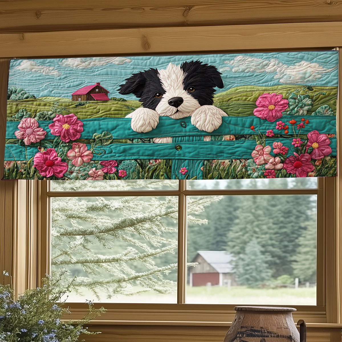 Collie Puppy WJ2804016CL Quilted Valance