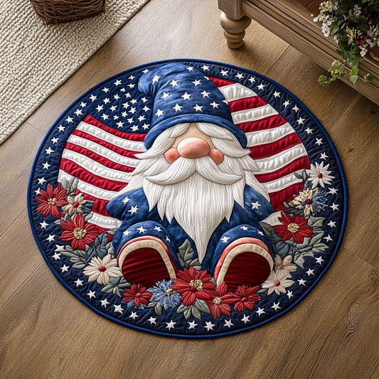 Patriotic Gnome Celebration WX1206031CL Quilted Round Mat
