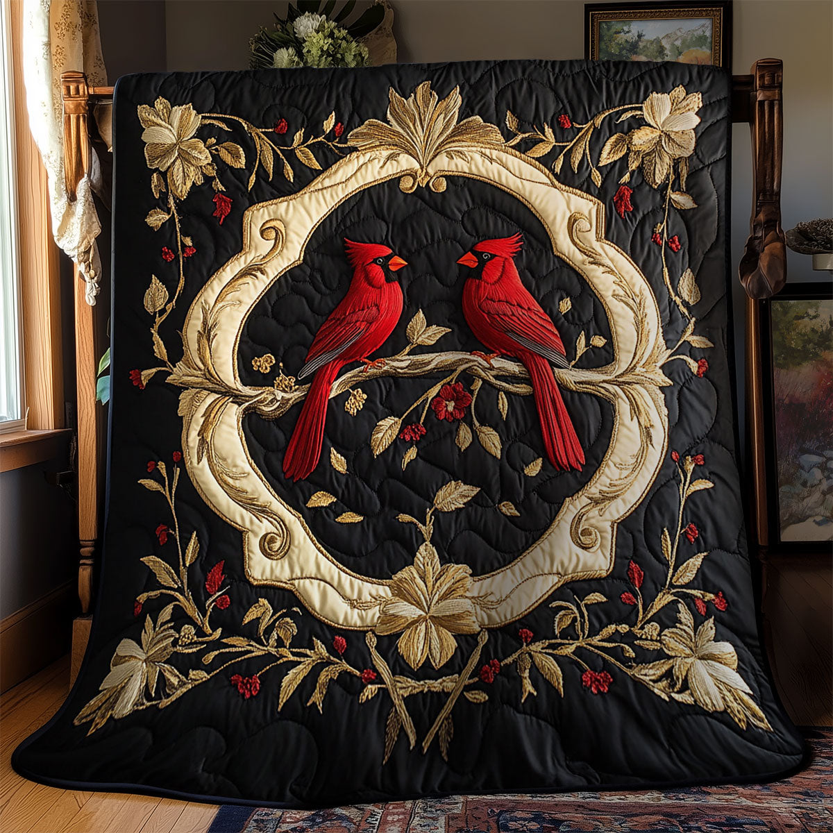 Cardinal In Royal Wreath WY1902067CL Quilt