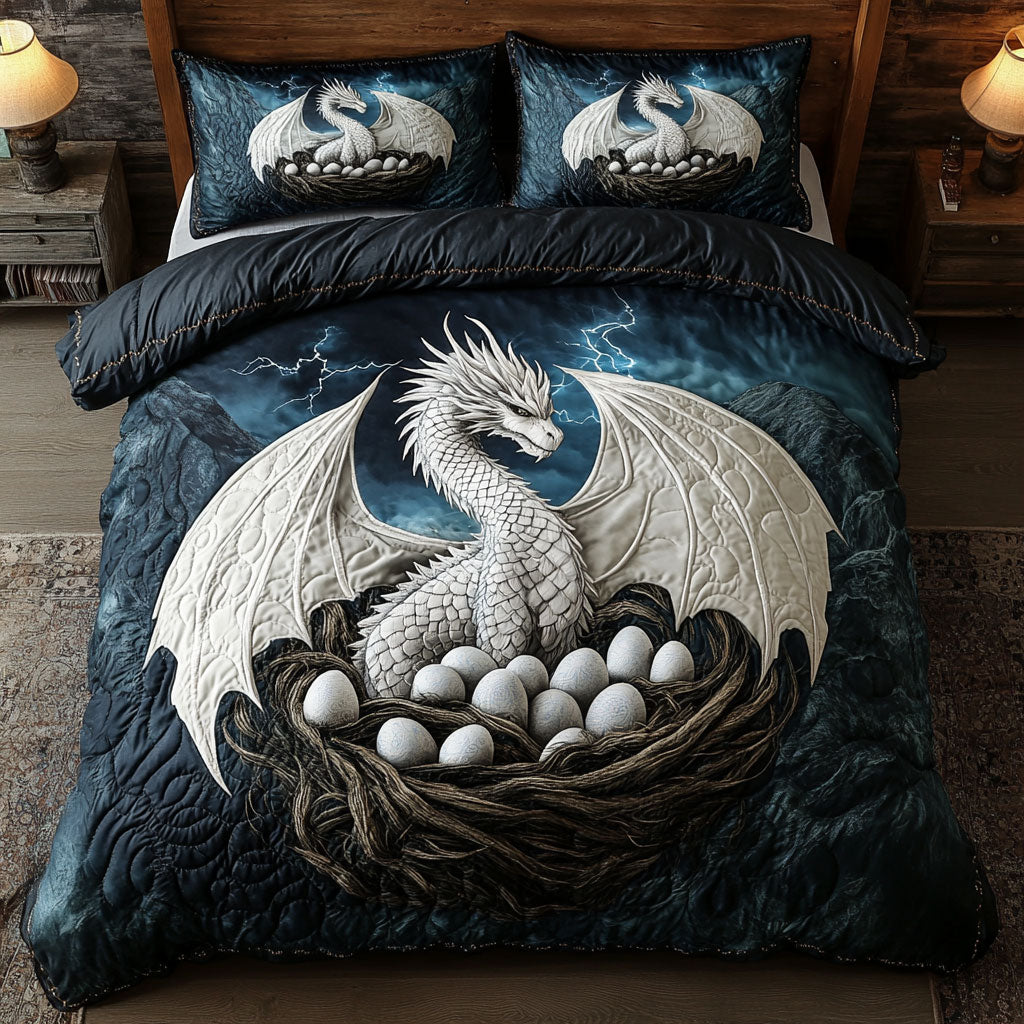 White Dragon In Nest WY0406017CL Duvet Cover Set