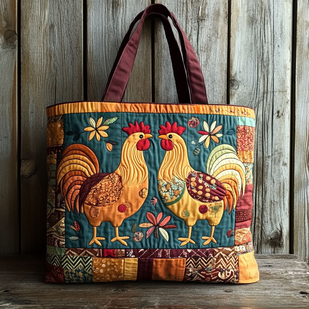 Country Bloom Chicken WN1411083CL Quilted Tote Bag