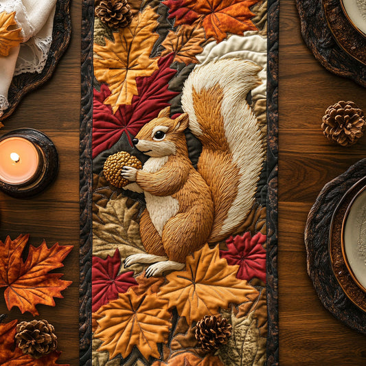 Autumn Squirrel CW0506002CL Quilted Table Runner