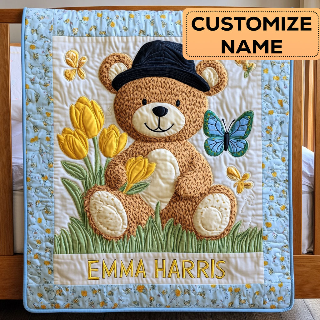 Teddy Bear Garden CW2507001CL Personalized Baby Quilt