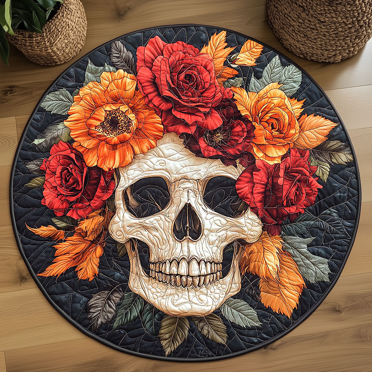 Veil of Blooming Shadows WP2304023CL Quilted Round Mat