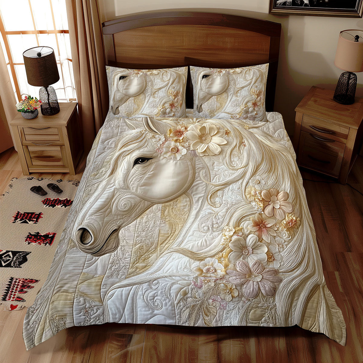 Floral Horse WX2012086CL Duvet Cover Set