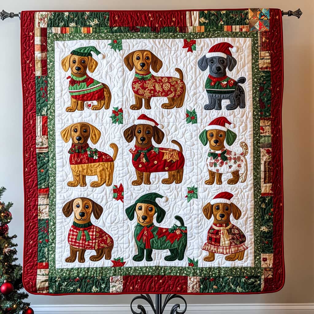 Lovely Dachshund Christmas WP0212022CL Quilt