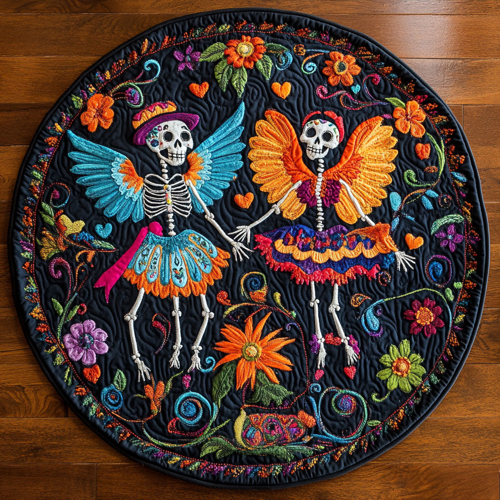 Colorburst Skeleton Dance WN1607004CL Quilted Round Mat