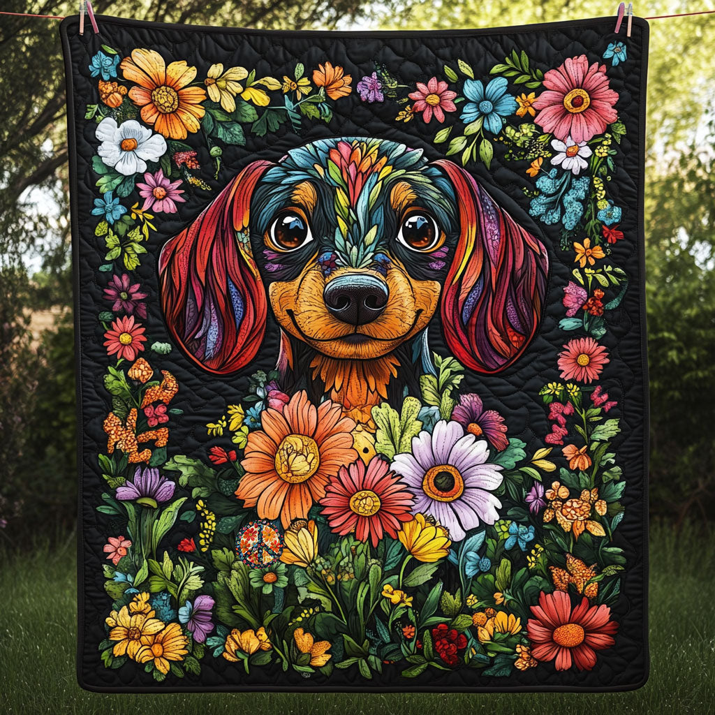 Dachshund Flower WT2310018CL Quilt